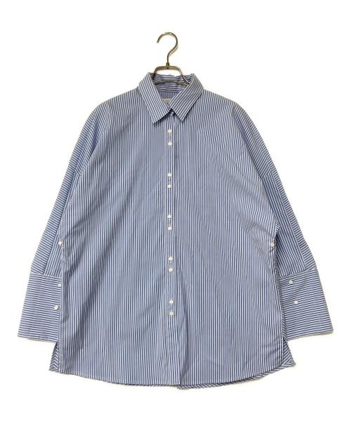 YONFA（ヨンファ）YONFA (ヨンファ) ダブルボタンオーバーシャツ ブルー×ホワイト サイズ:FREEの古着・服飾アイテム