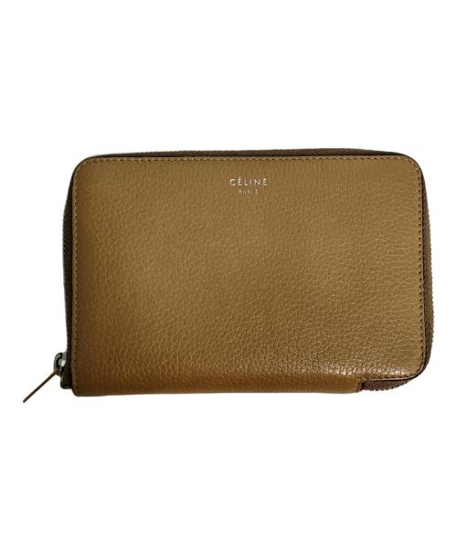 CELINE（セリーヌ）CELINE (セリーヌ) ラウンドファスナーウォレット ベージュ×レッドの古着・服飾アイテム