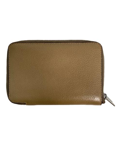 CELINE（セリーヌ）CELINE (セリーヌ) ラウンドファスナーウォレット ベージュ×レッドの古着・服飾アイテム