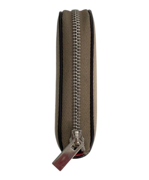 CELINE（セリーヌ）CELINE (セリーヌ) ラウンドファスナーウォレット ベージュ×レッドの古着・服飾アイテム