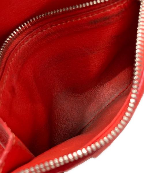 CELINE（セリーヌ）CELINE (セリーヌ) ラウンドファスナーウォレット ベージュ×レッドの古着・服飾アイテム