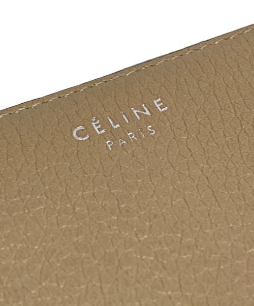 CELINE（セリーヌ）CELINE (セリーヌ) ラウンドファスナーウォレット ベージュ×レッドの古着・服飾アイテム