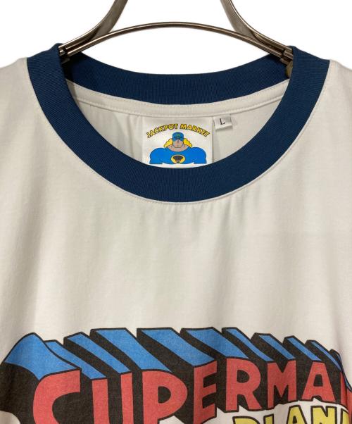JACKPOT MARKET（ジャックポート マーケット）JACKPOT MARKET (ジャックポート マーケット) リンガーTシャツ グラフィックTシャツ16 ホワイト サイズ:Lの古着・服飾アイテム