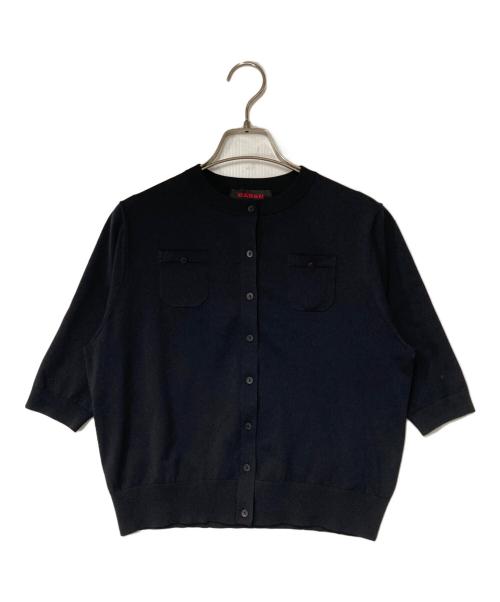 CABAN（キャバン）CABAN (キャバン) ファインポリエステル ハーフスリーブポケットカーディガン ブラック サイズ:Sの古着・服飾アイテム