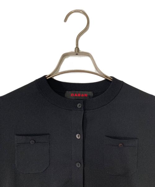 CABAN（キャバン）CABAN (キャバン) ファインポリエステル ハーフスリーブポケットカーディガン ブラック サイズ:Sの古着・服飾アイテム
