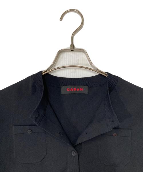 CABAN（キャバン）CABAN (キャバン) ファインポリエステル ハーフスリーブポケットカーディガン ブラック サイズ:Sの古着・服飾アイテム
