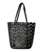 ANITA BILARDIアニタビラルディ）の古着「レザーメッシュカゴハンドバック」｜ブラック