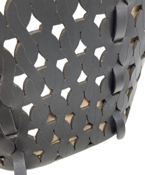 ANITA BILARDI（アニタビラルディ）ANITA BILARDI (アニタビラルディ) レザーメッシュカゴハンドバック ブラックの古着・服飾アイテム