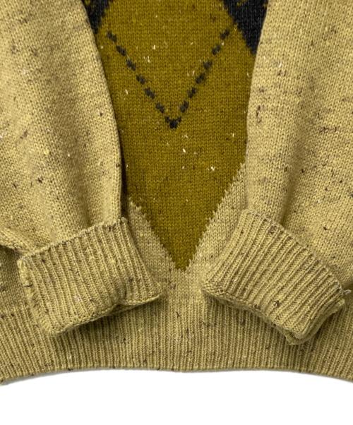 BOSS HUGO BOSS（ボス ヒューゴボス）BOSS HUGO BOSS (ボス ヒューゴボス) アーガイルニット ドイツ製 イエロー サイズ:52の古着・服飾アイテム