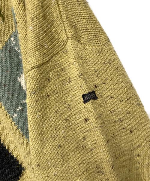 BOSS HUGO BOSS（ボス ヒューゴボス）BOSS HUGO BOSS (ボス ヒューゴボス) アーガイルニット ドイツ製 イエロー サイズ:52の古着・服飾アイテム