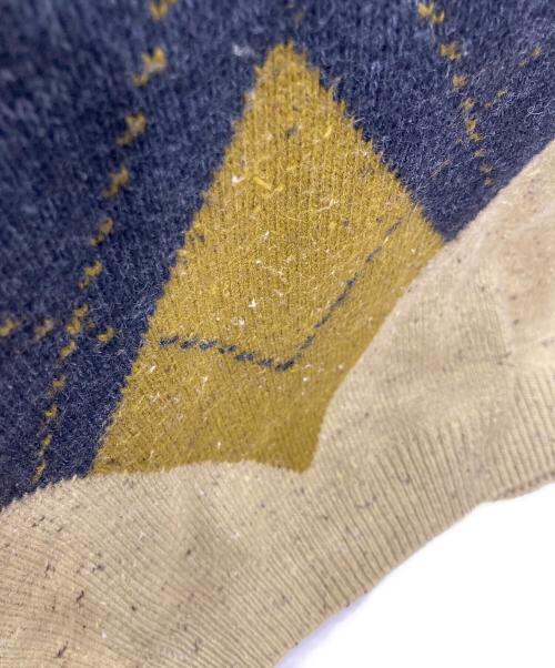 BOSS HUGO BOSS（ボス ヒューゴボス）BOSS HUGO BOSS (ボス ヒューゴボス) アーガイルニット ドイツ製 イエロー サイズ:52の古着・服飾アイテム