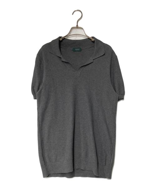 Zanone（ザノーネ）Zanone (ザノーネ) スキッパーニットポロシャツ イタリア製 グレー サイズ:48の古着・服飾アイテム
