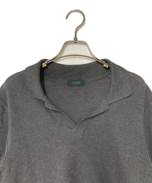 Zanone（ザノーネ）Zanone (ザノーネ) スキッパーニットポロシャツ イタリア製 グレー サイズ:48の古着・服飾アイテム