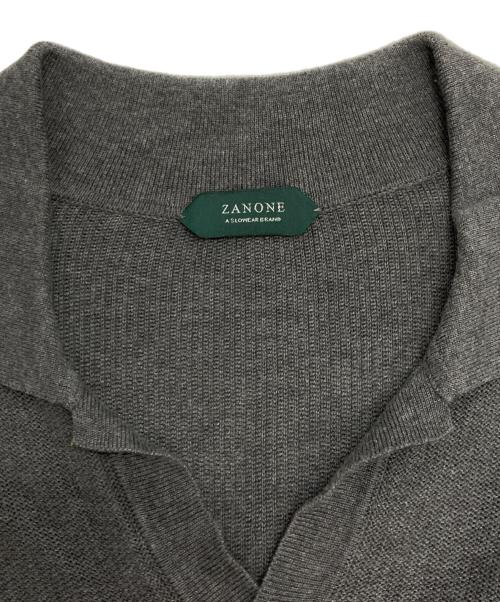 Zanone（ザノーネ）Zanone (ザノーネ) スキッパーニットポロシャツ イタリア製 グレー サイズ:48の古着・服飾アイテム