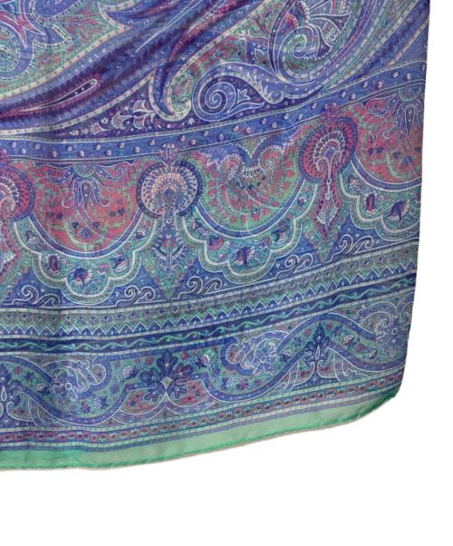 ETRO（エトロ）ETRO (エトロ) ペイズリー柄シルクストール ブルーの古着・服飾アイテム