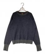 LOUIS VUITTONルイ ヴィトン）の古着「LVロゴ刺繍 グレンチェック クルーネックニット」｜グレー×ネイビー