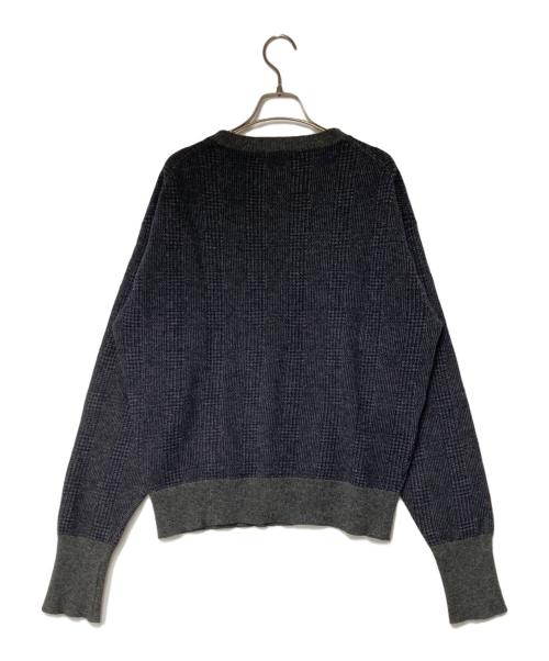 LOUIS VUITTON（ルイ ヴィトン）LOUIS VUITTON (ルイ ヴィトン) LVロゴ刺繍 グレンチェック クルーネックニット グレー×ネイビー サイズ:Sの古着・服飾アイテム