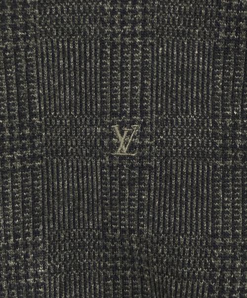 LOUIS VUITTON（ルイ ヴィトン）LOUIS VUITTON (ルイ ヴィトン) LVロゴ刺繍 グレンチェック クルーネックニット グレー×ネイビー サイズ:Sの古着・服飾アイテム
