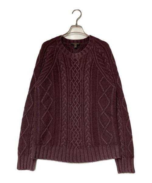 LOUIS VUITTON（ルイ ヴィトン）LOUIS VUITTON (ルイ ヴィトン) カシミヤシルク混ケーブルニット パープル×ブラウン サイズ:Ｍの古着・服飾アイテム