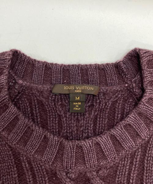 LOUIS VUITTON（ルイ ヴィトン）LOUIS VUITTON (ルイ ヴィトン) カシミヤシルク混ケーブルニット パープル×ブラウン サイズ:Ｍの古着・服飾アイテム