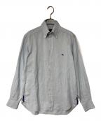 ETROエトロ）の古着「ロゴ刺繍ボタンダウンリネンシャツ」｜ブルー