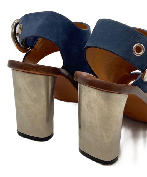 CELINE（セリーヌ）CELINE (セリーヌ) BAMBAM ベルトストラップ ヒールサンダル ネイビー×ブラウン×シルバー サイズ:36の古着・服飾アイテム