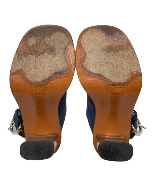 CELINE（セリーヌ）CELINE (セリーヌ) BAMBAM ベルトストラップ ヒールサンダル ネイビー×ブラウン×シルバー サイズ:36の古着・服飾アイテム