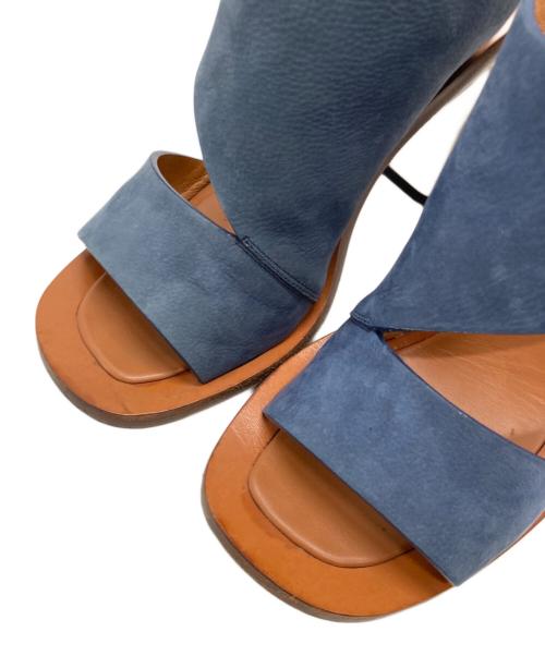 CELINE（セリーヌ）CELINE (セリーヌ) BAMBAM ベルトストラップ ヒールサンダル ネイビー×ブラウン×シルバー サイズ:36の古着・服飾アイテム