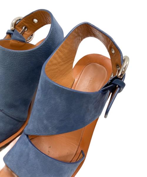 CELINE（セリーヌ）CELINE (セリーヌ) BAMBAM ベルトストラップ ヒールサンダル ネイビー×ブラウン×シルバー サイズ:36の古着・服飾アイテム