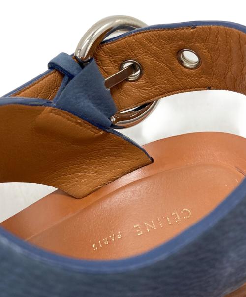 CELINE（セリーヌ）CELINE (セリーヌ) BAMBAM ベルトストラップ ヒールサンダル ネイビー×ブラウン×シルバー サイズ:36の古着・服飾アイテム