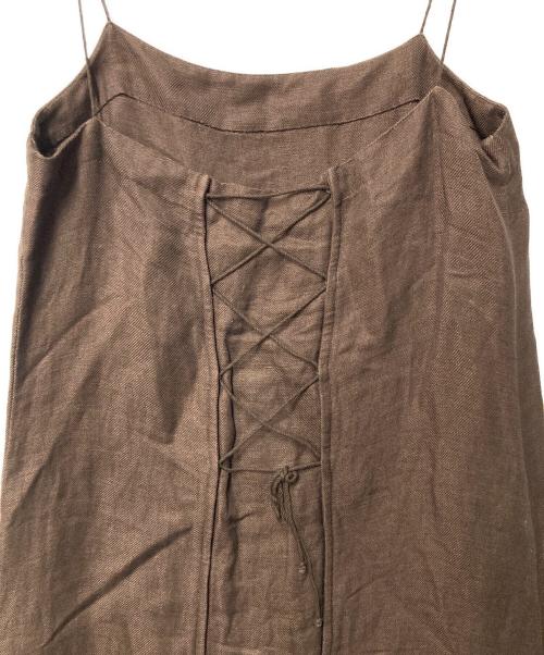 CABANABASH（カバナバシュ）CABANABASH (カバナバシュ) Ron Herman (ロンハーマン) リネン混キャミソールワンピース ブラウン サイズ:Sの古着・服飾アイテム