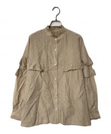 Spick and Span（スピック＆スパン）の古着「コットンシルクティアードフリルスリーブブラウス」｜ベージュ