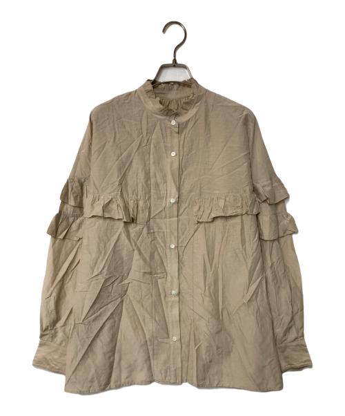 Spick and Span（スピック＆スパン）Spick and Span (スピック＆スパン) コットンシルクティアードフリルスリーブブラウス ベージュ サイズ:Freeの古着・服飾アイテム
