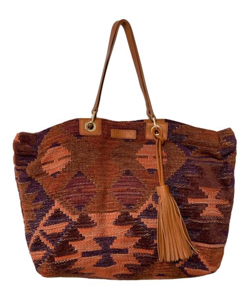 LONGCHAMP（ロンシャン）LONGCHAMP (ロンシャン) 総柄トートバッグ ブラウン×パープルの古着・服飾アイテム