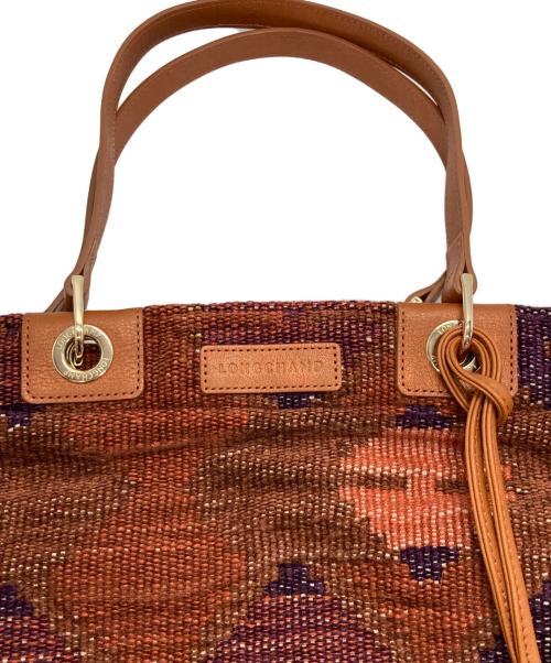 LONGCHAMP（ロンシャン）LONGCHAMP (ロンシャン) 総柄トートバッグ ブラウン×パープルの古着・服飾アイテム
