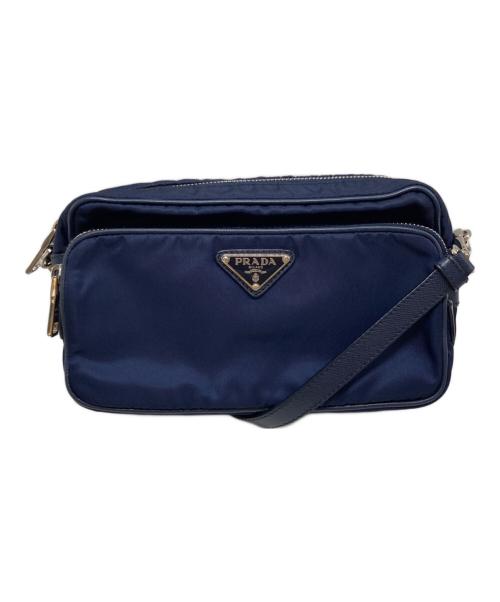 PRADA（プラダ）PRADA (プラダ) ロゴプレート ショルダーバッグ ネイビーの古着・服飾アイテム