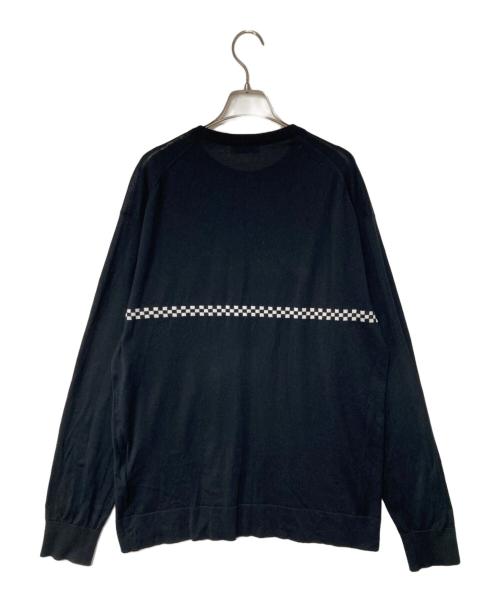 JOHN SMEDLEY（ジョンスメドレー）JOHN SMEDLEY (ジョンスメドレー) VAINL ARCHIVE (ヴァイナルアーカイブ) チェッカーフラッグ クルーネックコットンニット ブラック サイズ:Lの古着・服飾アイテム