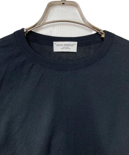 JOHN SMEDLEY（ジョンスメドレー）JOHN SMEDLEY (ジョンスメドレー) VAINL ARCHIVE (ヴァイナルアーカイブ) チェッカーフラッグ クルーネックコットンニット ブラック サイズ:Lの古着・服飾アイテム