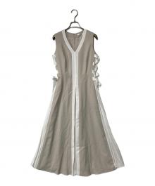 Snidel（スナイデル）の古着「サイドプリーツバイカラーワンピ」｜ベージュ×ホワイト