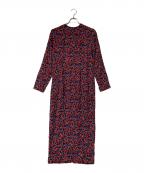 BEAUTY&YOUTHビューティーアンドユース）の古着「レーヨンフラワープリント ワンピース」｜ブラック×レッド