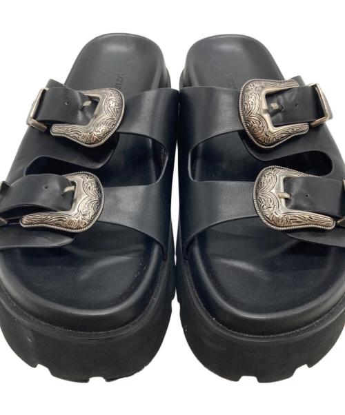 Ameri（アメリ）AMERI (アメリ) MEDI WESTERN BUCKLE SANDAL メディウェスタンバックルサンダル ブラック サイズ:Lの古着・服飾アイテム