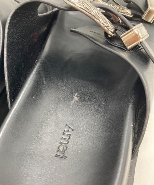 Ameri（アメリ）AMERI (アメリ) MEDI WESTERN BUCKLE SANDAL メディウェスタンバックルサンダル ブラック サイズ:Lの古着・服飾アイテム