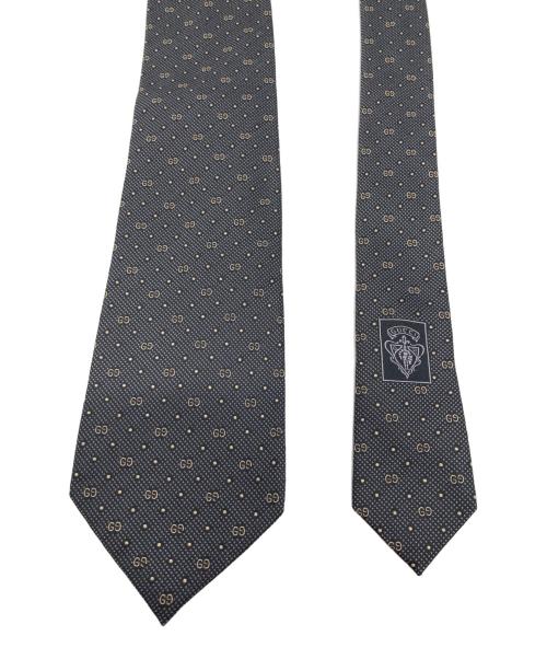 GUCCI（グッチ）GUCCI (グッチ) GG柄 シルクネクタイ ブラック×ゴールド サイズ:148×8cmの古着・服飾アイテム