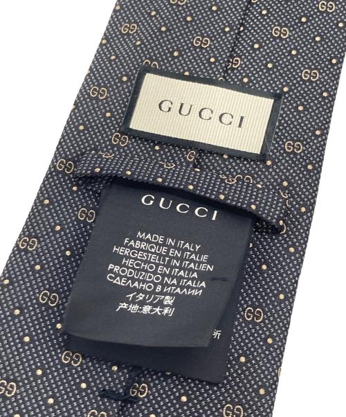 GUCCI（グッチ）GUCCI (グッチ) GG柄 シルクネクタイ ブラック×ゴールド サイズ:148×8cmの古着・服飾アイテム