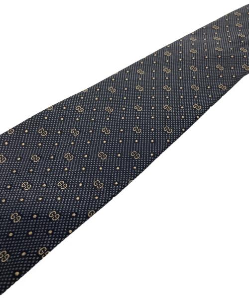 GUCCI（グッチ）GUCCI (グッチ) GG柄 シルクネクタイ ブラック×ゴールド サイズ:148×8cmの古着・服飾アイテム