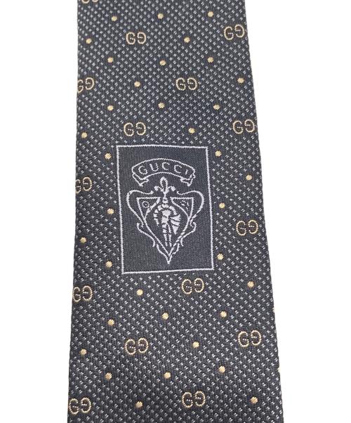 GUCCI（グッチ）GUCCI (グッチ) GG柄 シルクネクタイ ブラック×ゴールド サイズ:148×8cmの古着・服飾アイテム