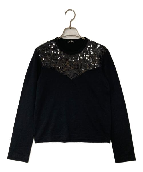 tricot COMME des GARCONS（トリココムデギャルソン）tricot COMME des GARCONS (トリココムデギャルソン) スパンコール切替ニット ブラック サイズ:表記無しの古着・服飾アイテム