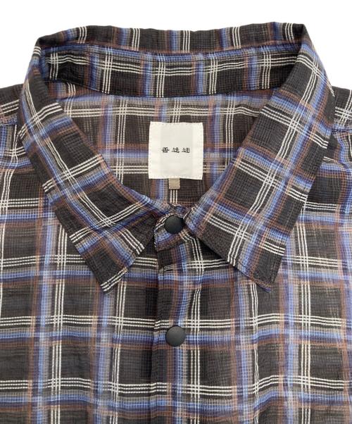 香送迷（マンネンロウ）香送迷 (マンネンロウ) 〈別注〉ナイロン メッシュシャツ ブラック×ブルー サイズ:3の古着・服飾アイテム