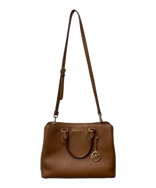 MICHAEL KORS（マイケル・コース）MICHAEL KORS (マイケルコース) カミーユ ラージ ペブルドレザー サッチェル 2WAYバッグ ブラウンの古着・服飾アイテム