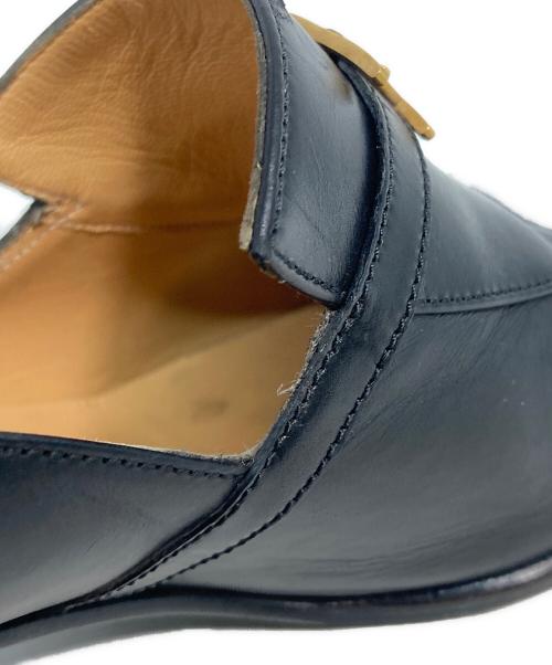 HERMES（エルメス）HERMES (エルメス) H金具 スクエアトゥ ヒールローファー ブラック サイズ:37の古着・服飾アイテム